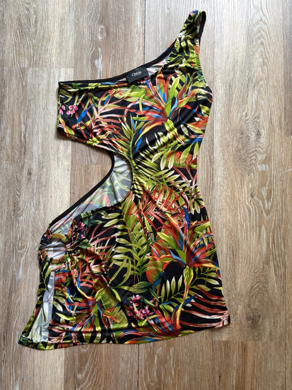 Tropical Cutout One-Shoulder Dress or long tank